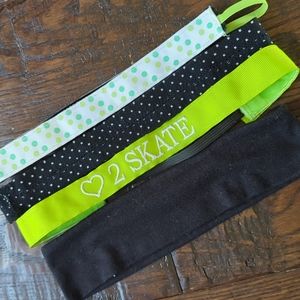 Bundle of 4 Skating/Polka Dots/Green/Black Stretchy Headbands